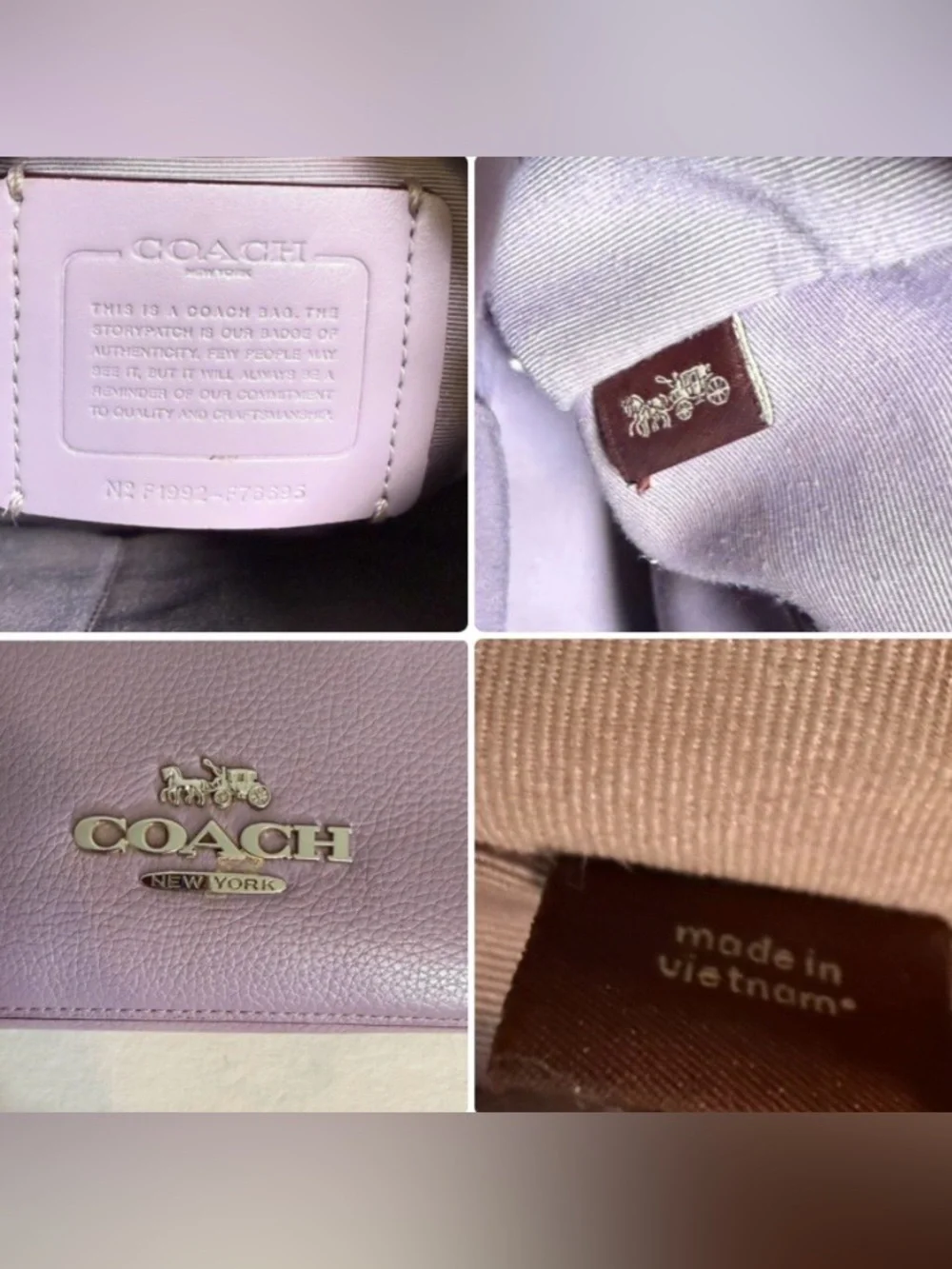 Coach Jes Hobo Shoulder Bag Lilac Purple Pebbled Leather F76695